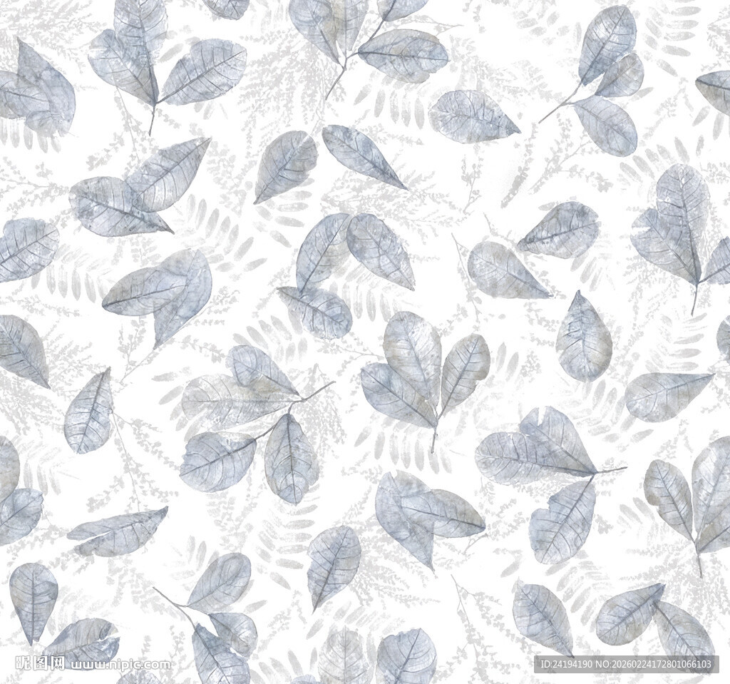 蓝白叶片图案纹理背景