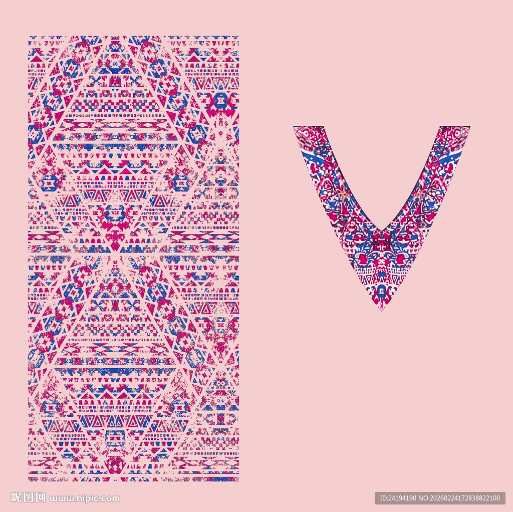 民族风图案与字母V设计