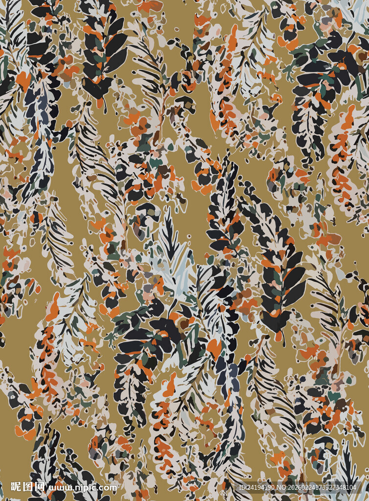 复古花卉图案布料纹理