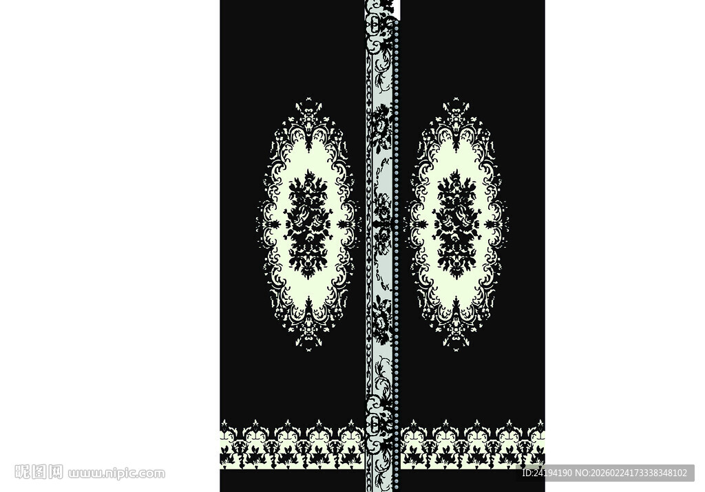 黑白几何花纹门帘图案