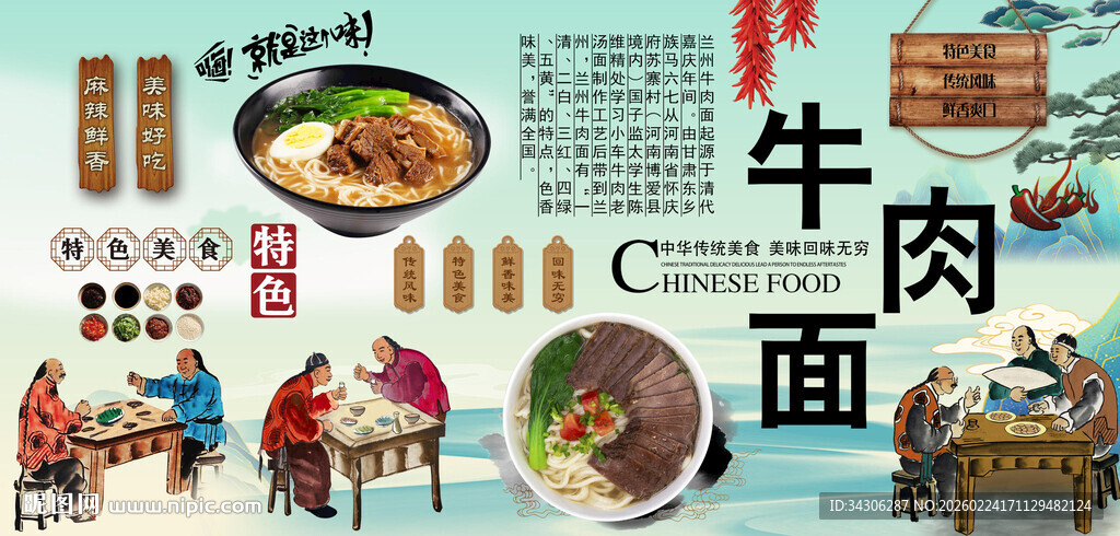 牛肉面背景墙