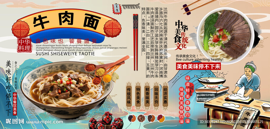 牛肉面背景墙