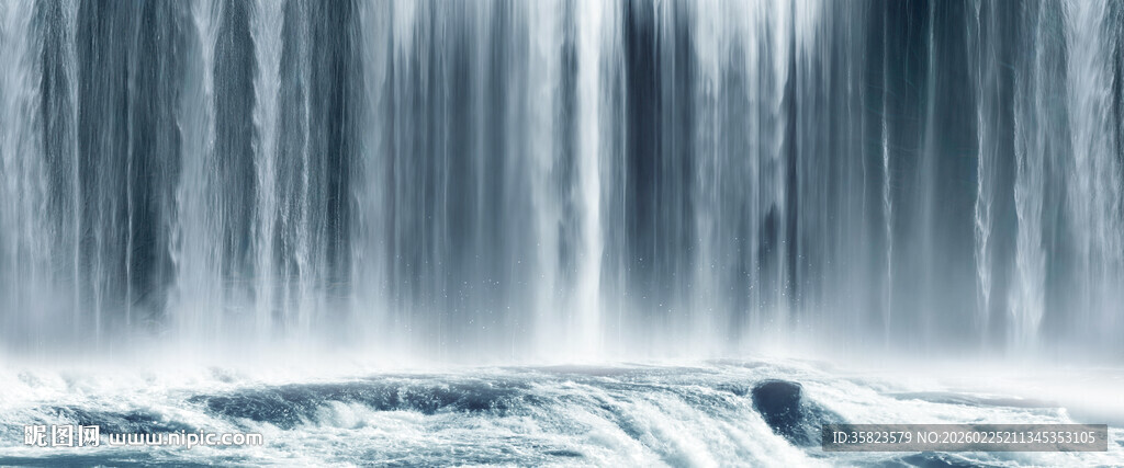 高山流水瀑布山水图