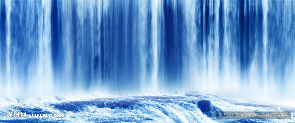 高清蓝色瀑布
