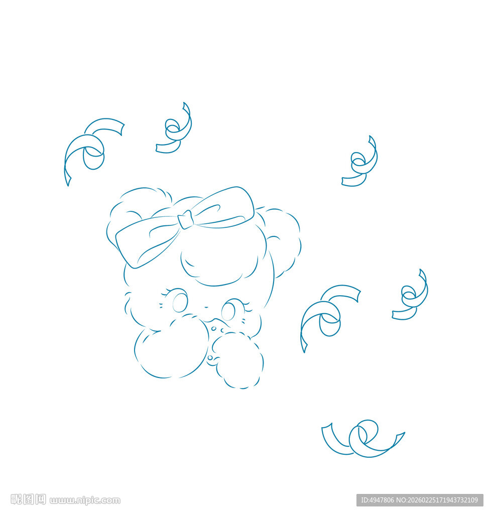 卡通小狗与装饰元素图案 矢量图