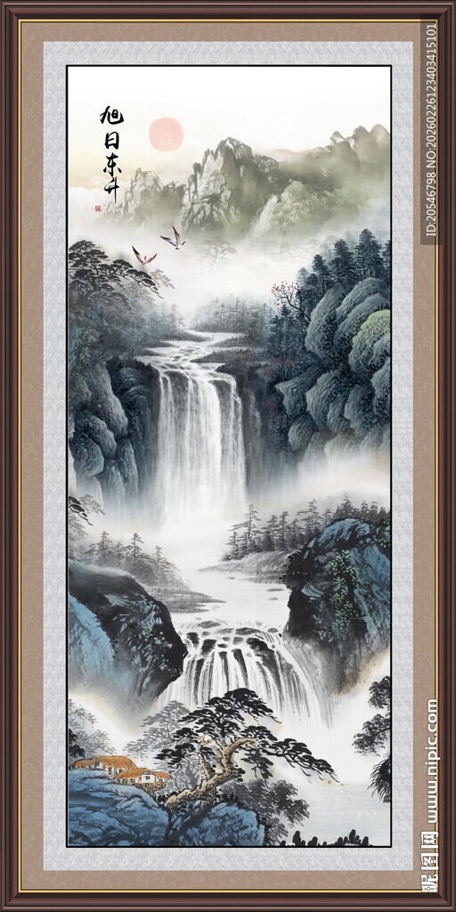 蓝色山水画