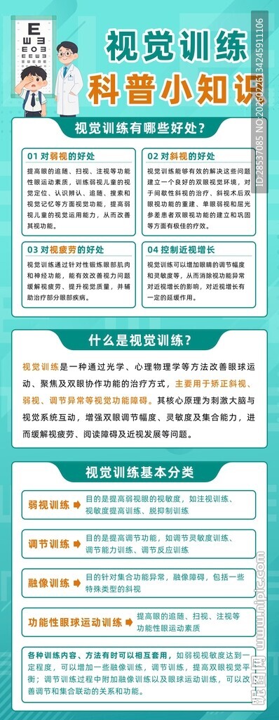眼科视觉训练知识科普易拉宝