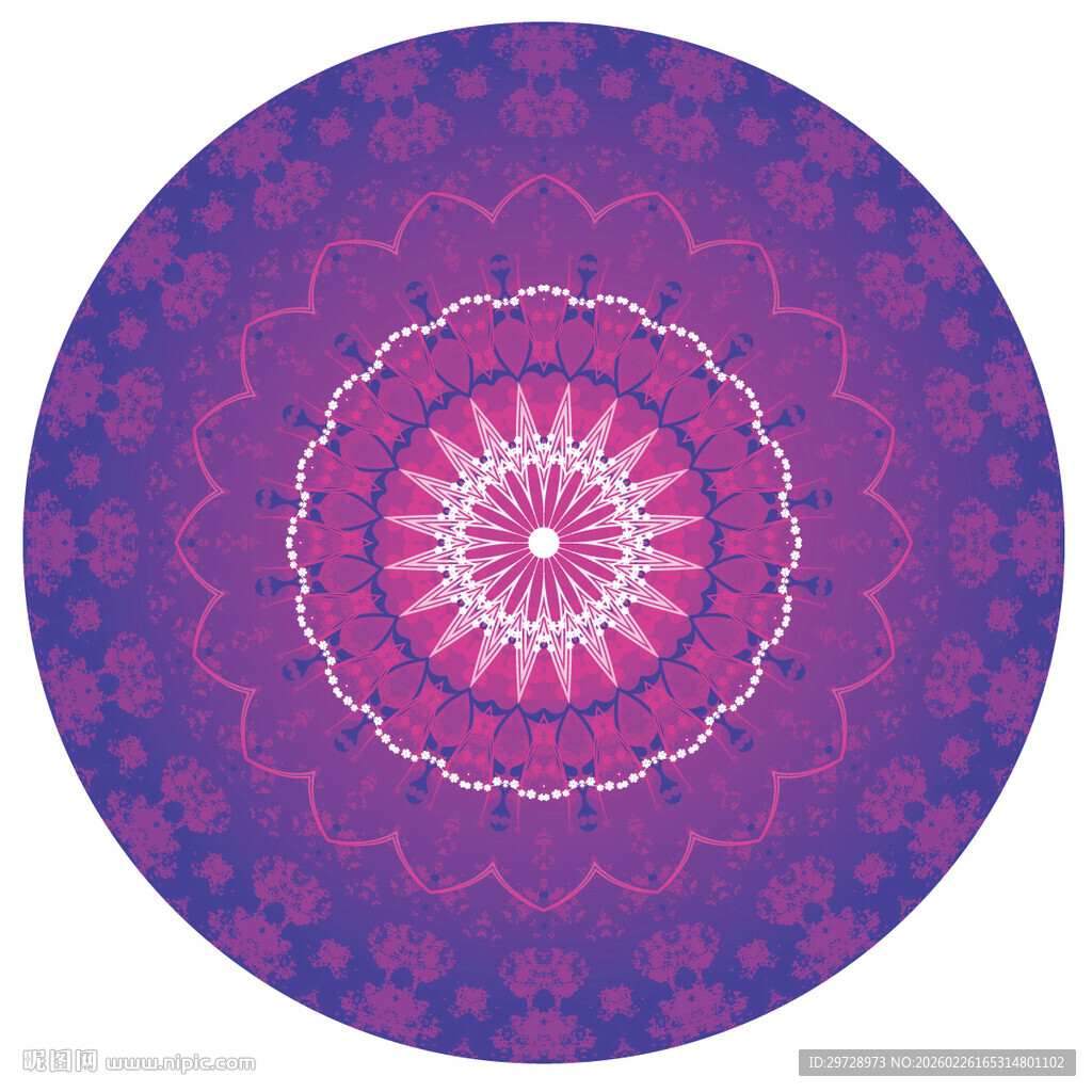 紫色曼陀罗圆形图案设计