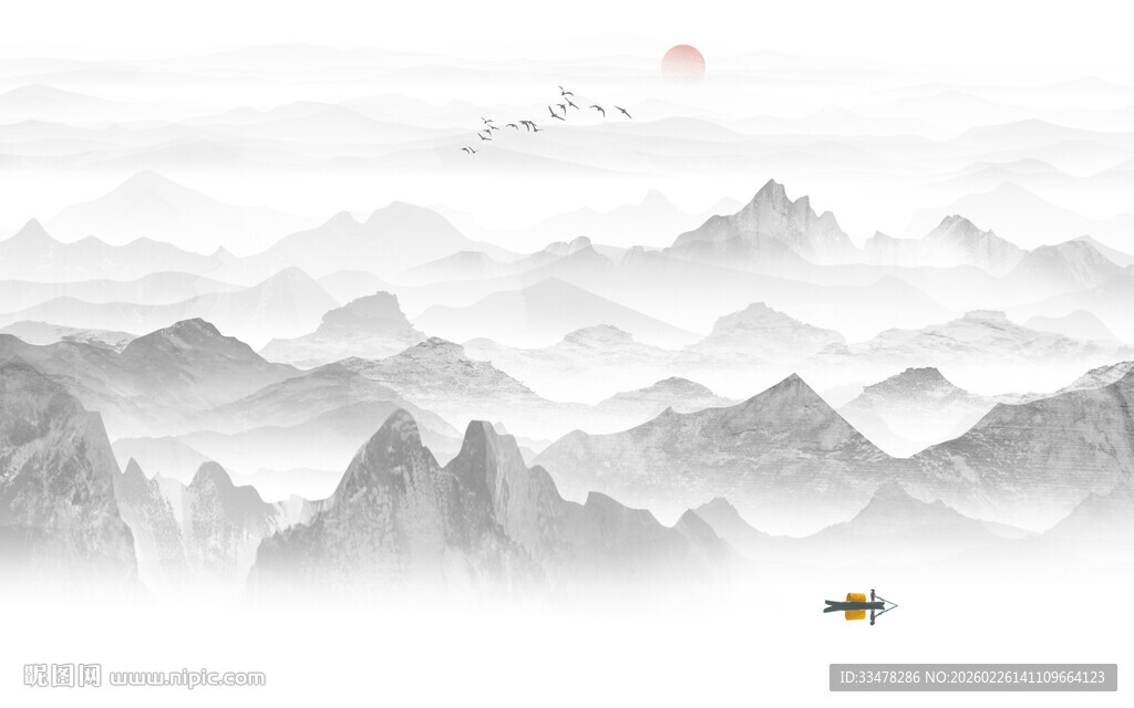 远山近水水墨风景