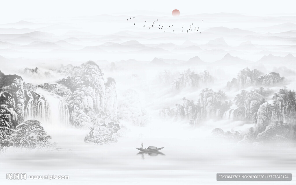 新中式水墨山水画