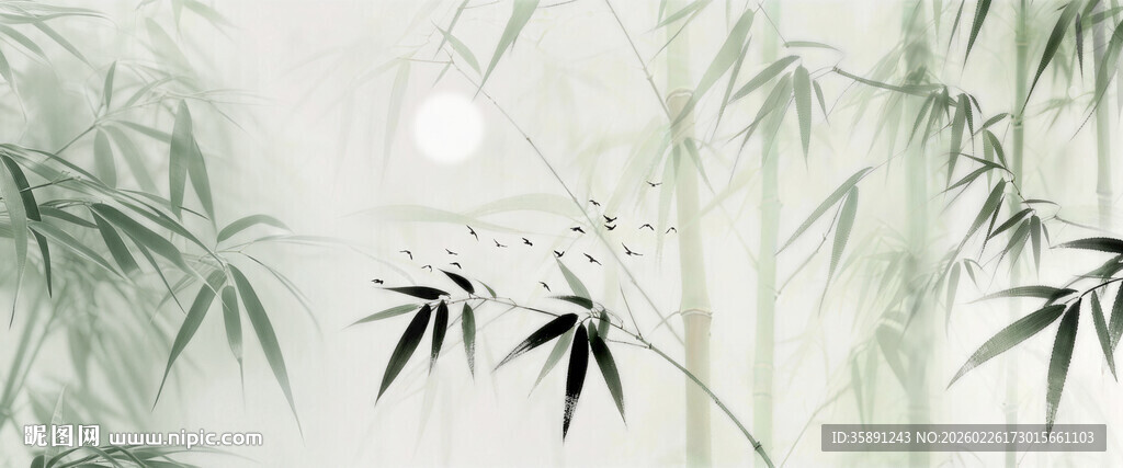 中国风水墨竹子背景图