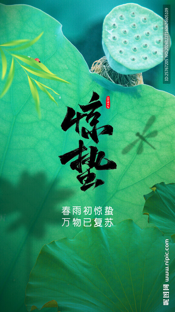 夏夜蛙鸣图惊蛰海报24节气