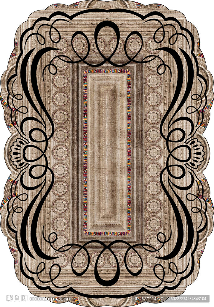 复古花纹装饰地毯图案