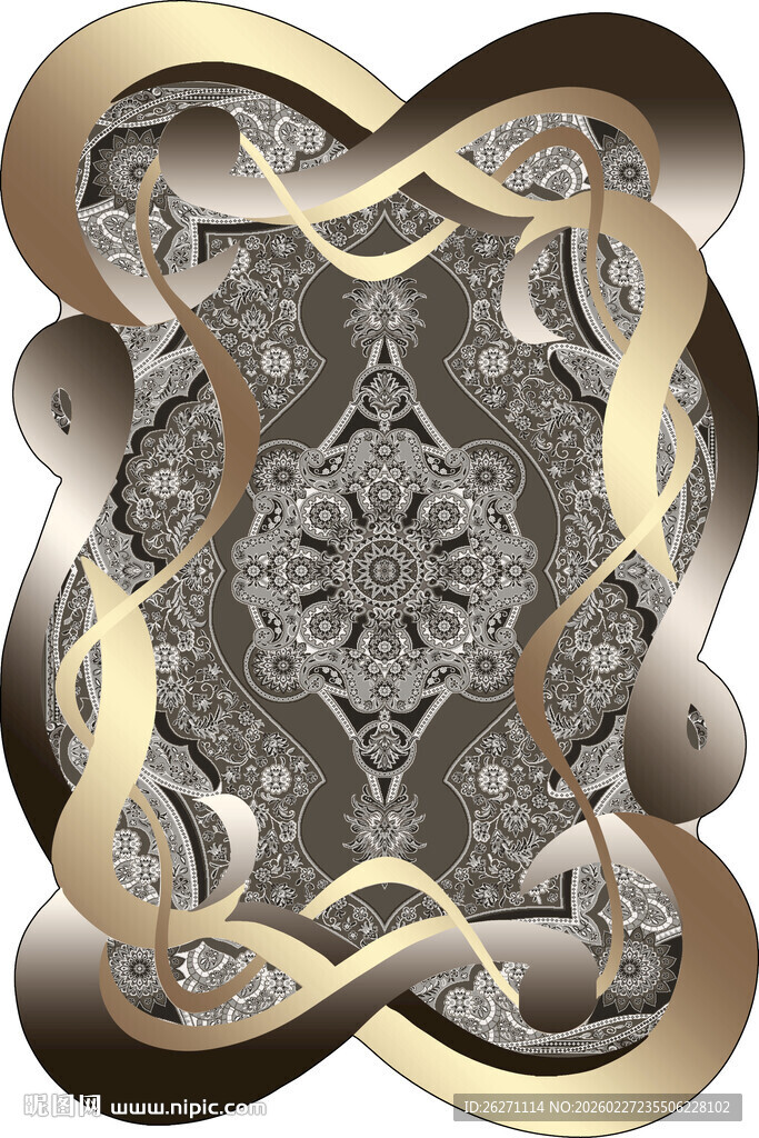 金属质感几何花纹装饰图案