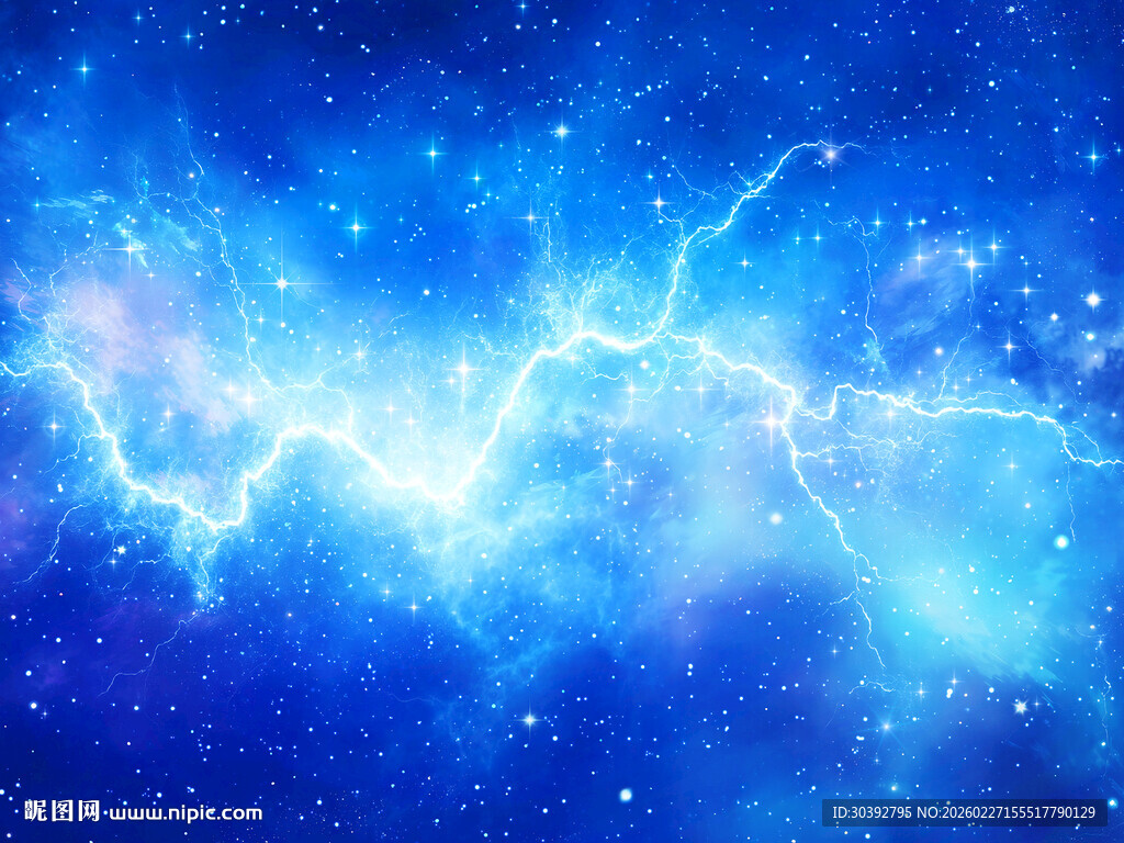 梦幻蓝色闪电星空