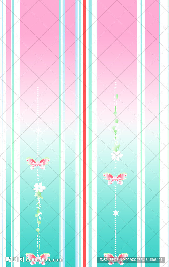 粉色渐变条纹蝴蝶结背景图汉服