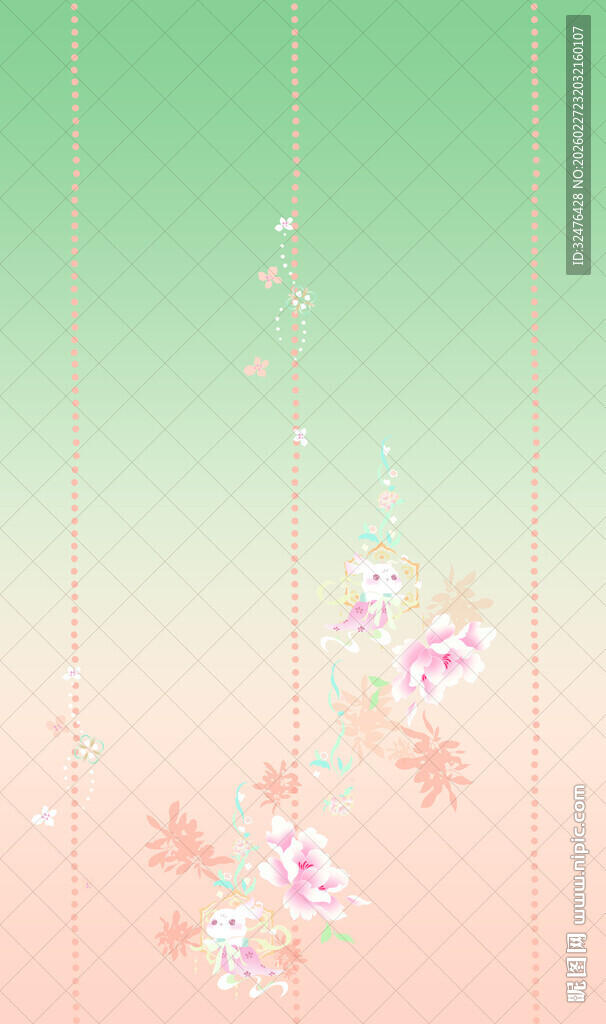 渐变底色花朵装饰背景图汉服