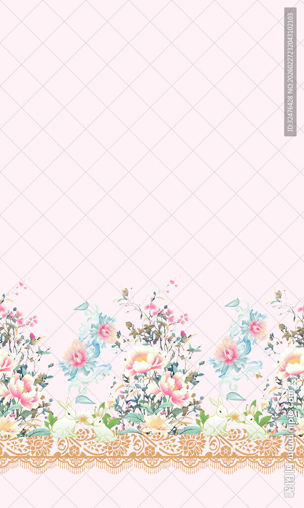 粉色花卉边框背景图汉服