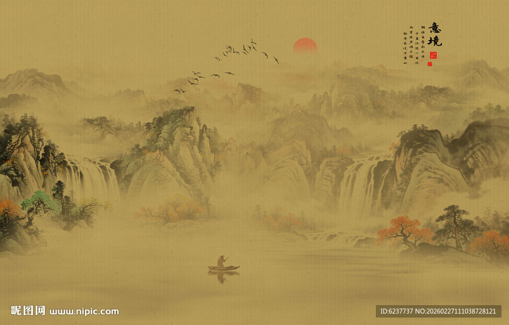 古风山水风景背景图