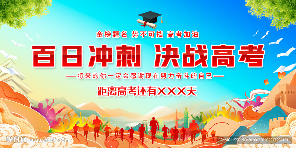 百日冲刺决战高考展板背景