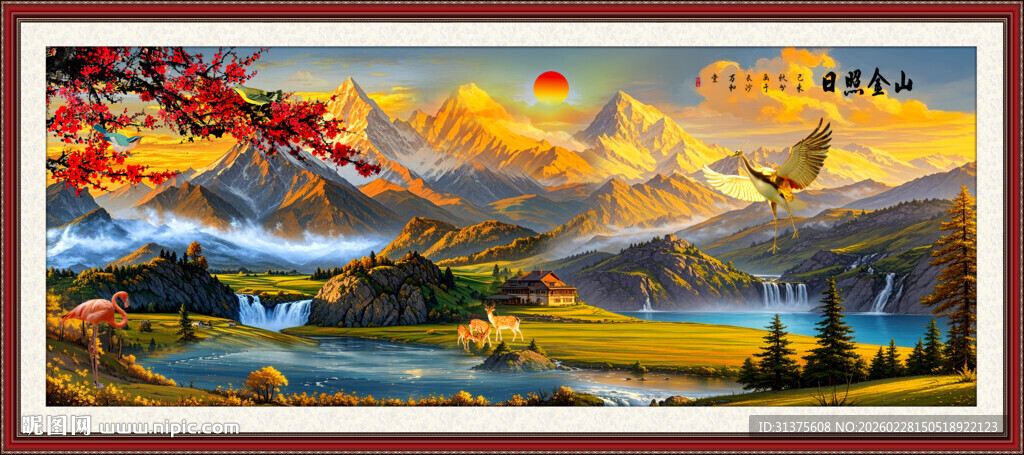 中式油画田园风光