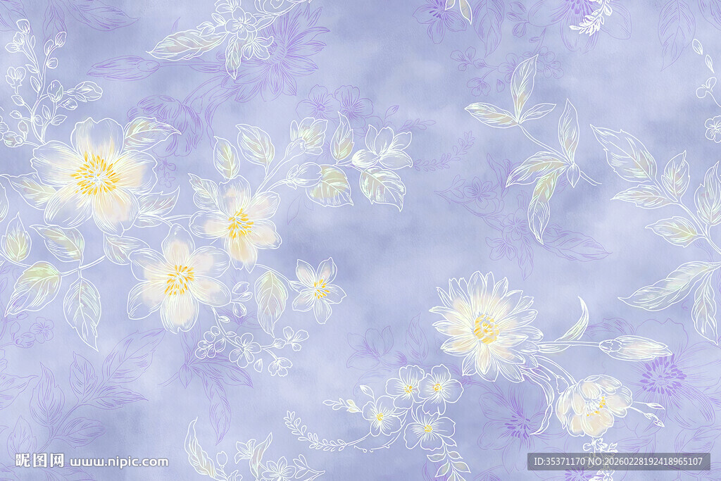 淡紫色背景上的白色小花