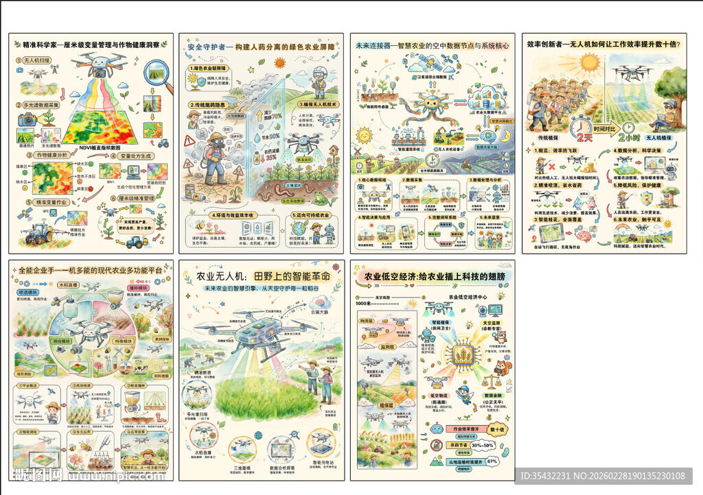 无人机在农业领域的应用卡通画
