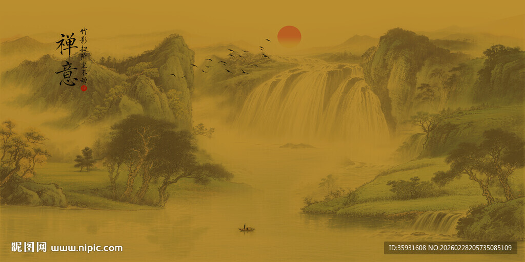 古风背景山水画