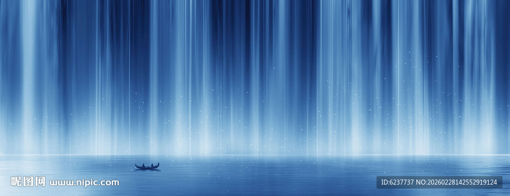 高山流水瀑布山水画