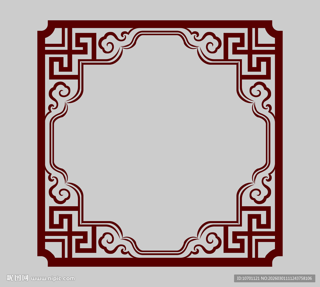 中式古典红色雕花边框