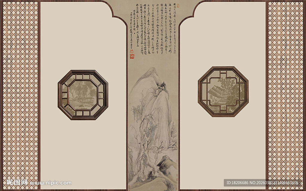 宋氏美学古风山水形象墙