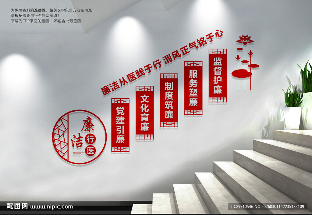 廉洁行医楼梯文化墙