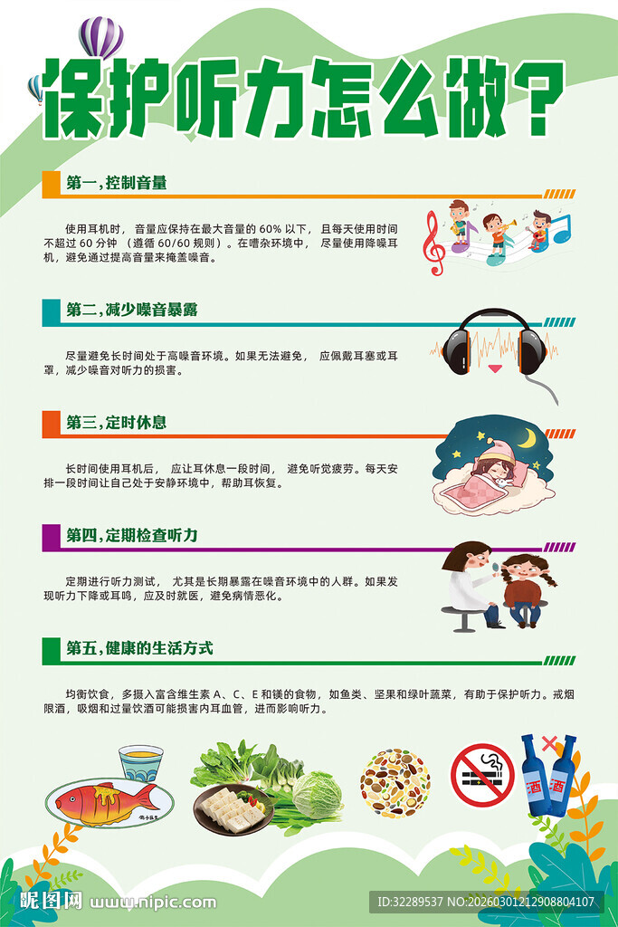 保护听力怎么做海报