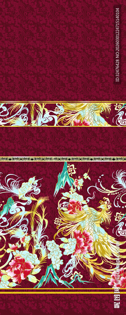 传统中式多彩花纹图案汉服