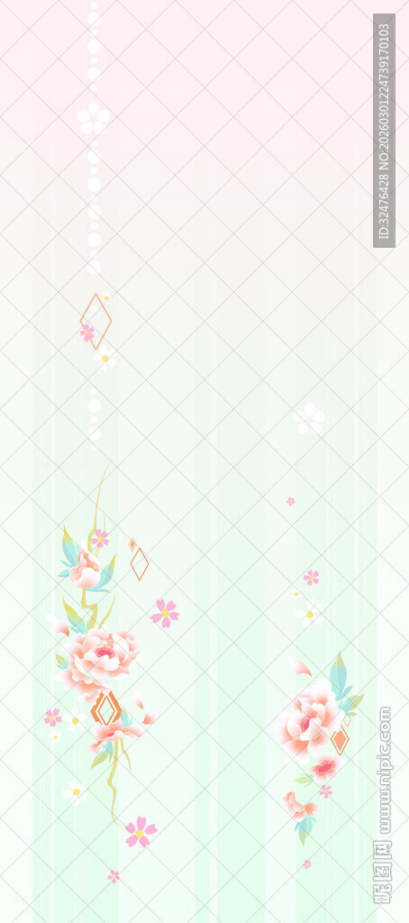 清新花卉渐变背景图汉服