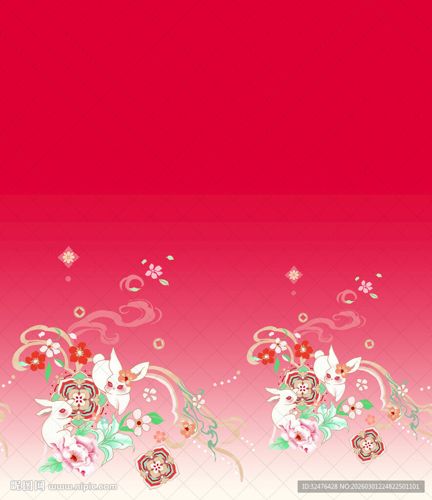 喜庆红色花卉装饰背景图就是今天