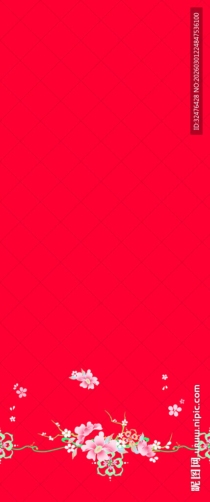 红色背景上的精致花朵汉服