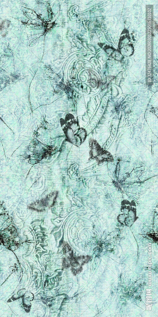 淡青色花鸟纹理图案