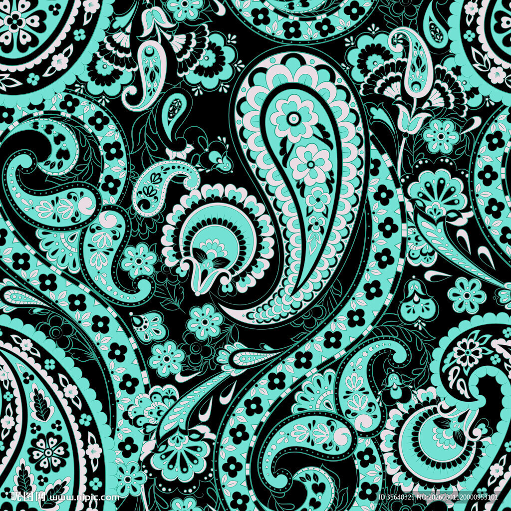 复古佩斯利花纹图案