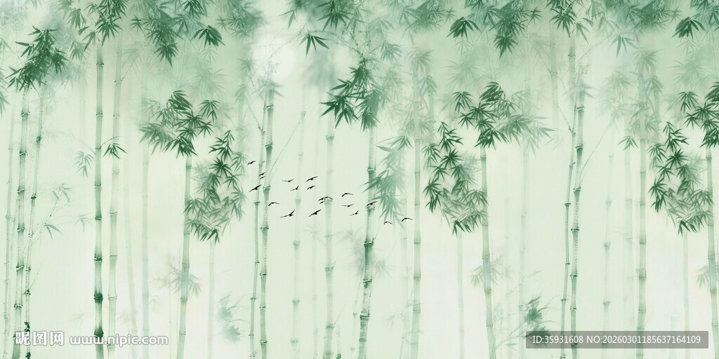 新中式灯箱水墨竹子