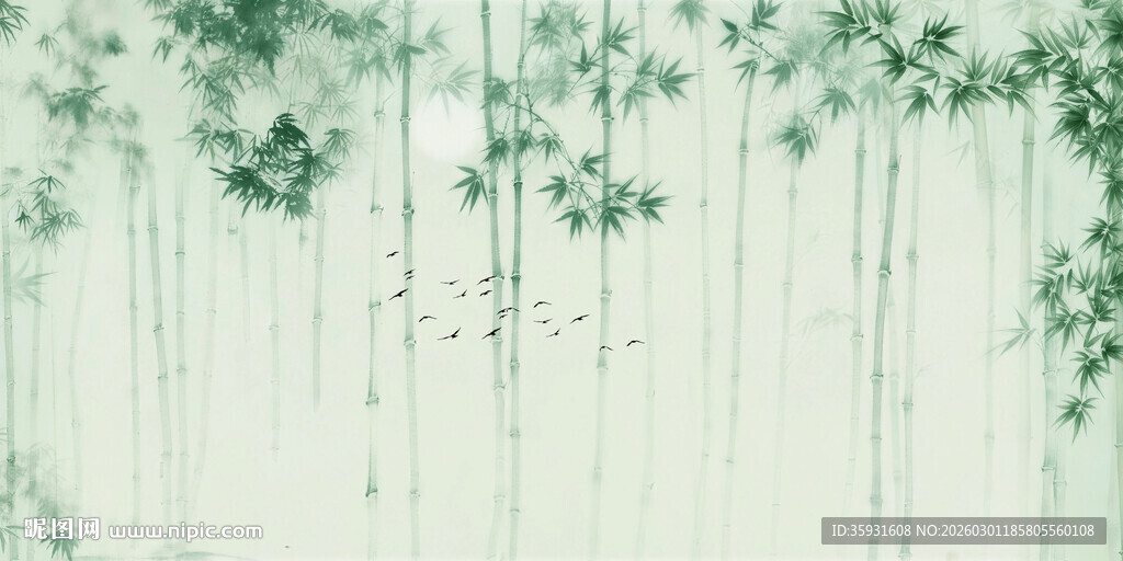 新中式灯箱水墨竹子