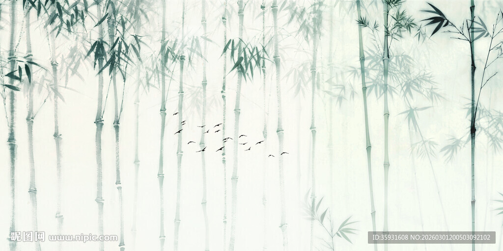 竹影 水墨灯箱竹林