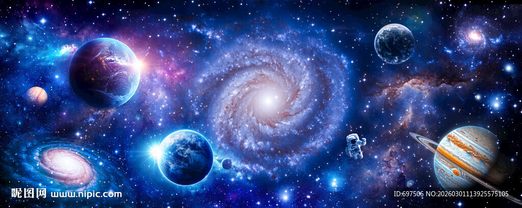 巨幅宇宙星球外太空漩涡星空背景