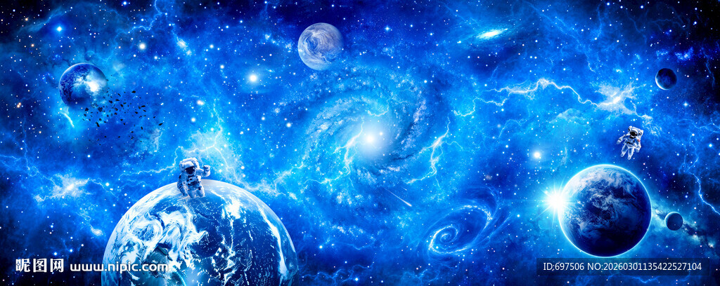 宇宙星空外太空漩涡闪电星球背景