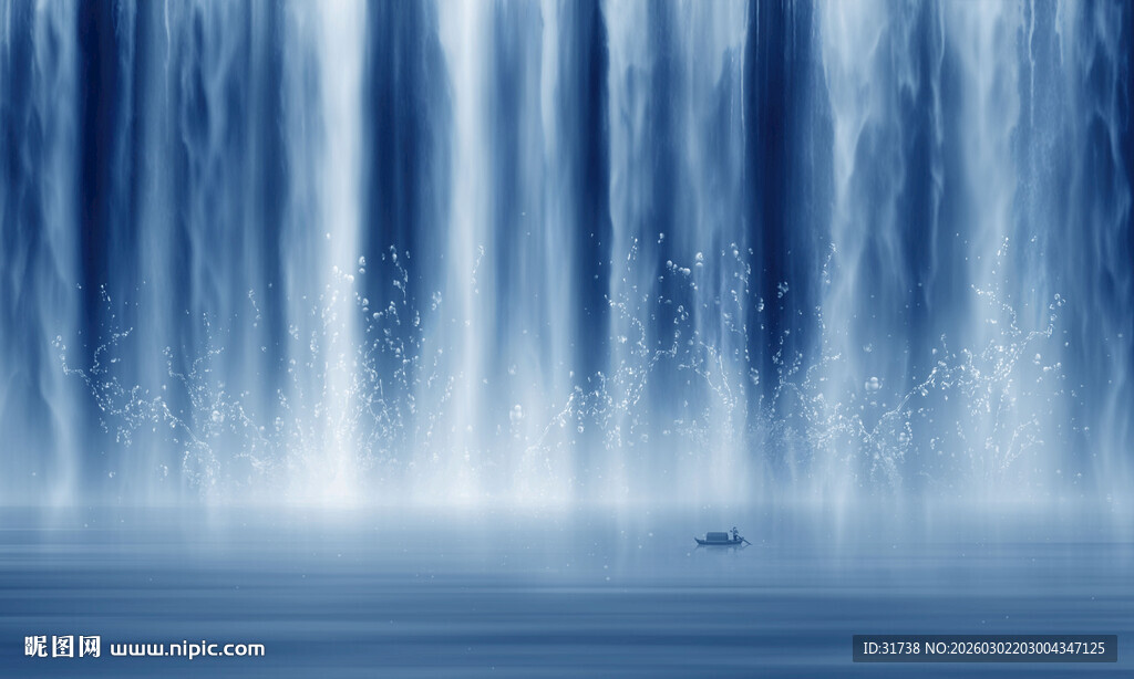 流水生财瀑布山水幕墙