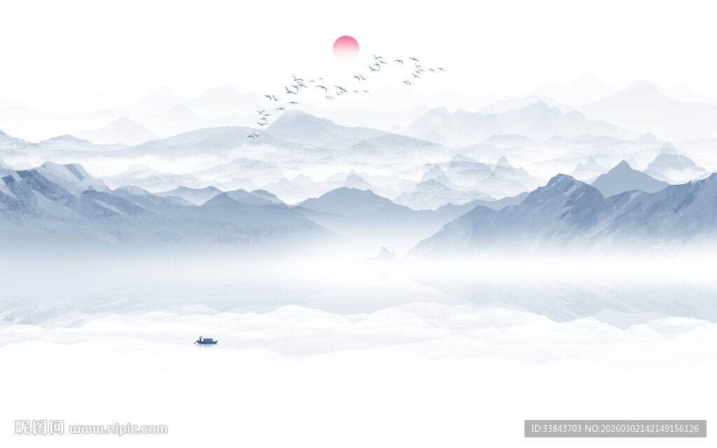 新中式水墨山水画