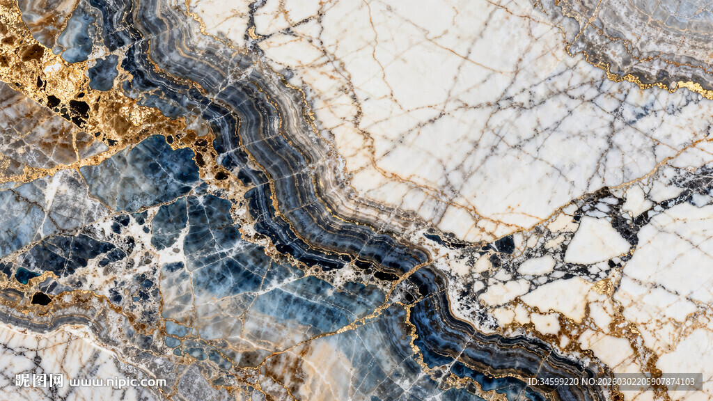 蓝白大理石纹理图案