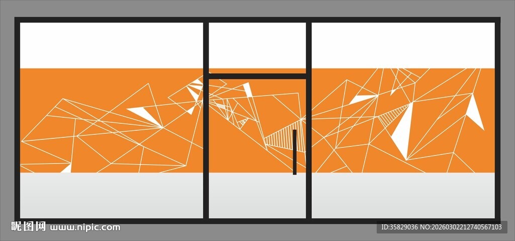 橙色几何图案拼接装饰画