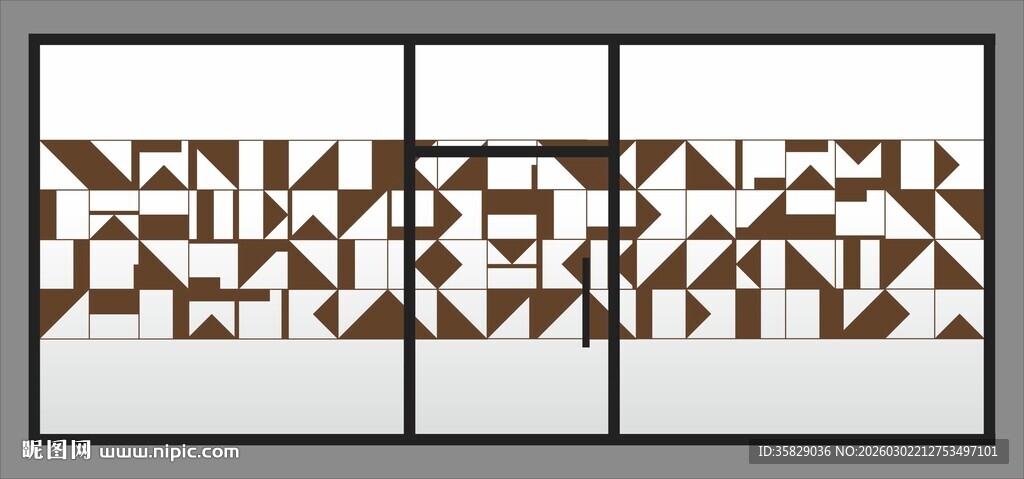 几何抽象三联装饰画