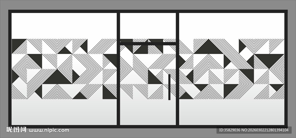 几何抽象三联装饰画